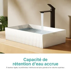 EMKE Lavabo en Céramique Blanche 45x32x11 cm, Vasque à Poser Rectangulaire* Vasque À Poser