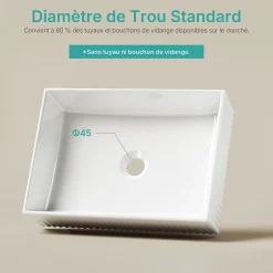EMKE Lavabo en Céramique Blanche 45x32x11 cm, Vasque à Poser Rectangulaire* Vasque À Poser