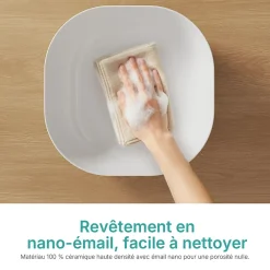 EMKE Lavabo en Céramique Blanche 415x415x145 mm, Vasque à Poser Carrée sans Trou de Robinet* Vasque À Poser