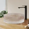 EMKE Lavabo en Verre Trempé Rond à Poser 400x400x120 mm, Vasque Salle de Bain, Irisé* Vasque À Poser