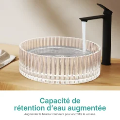 EMKE Lavabo en Verre Trempé Rond à Poser 400x400x120 mm, Vasque Salle de Bain, Irisé* Vasque À Poser