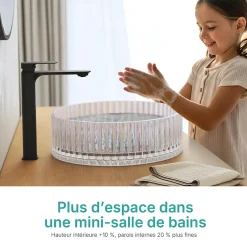 EMKE Lavabo en Verre Trempé Rond à Poser 400x400x120 mm, Vasque Salle de Bain, Irisé* Vasque À Poser