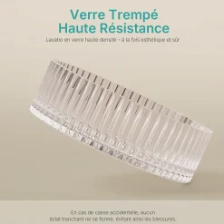EMKE Lavabo en Verre Trempé Rond à Poser 400x400x120 mm, Vasque Salle de Bain, Irisé* Vasque À Poser