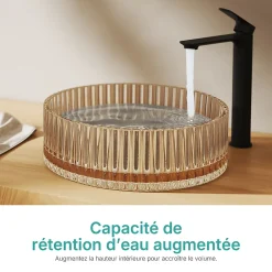 EMKE Lavabo en Verre Trempé Rond à Poser 400x400x120 mm, Vasque Salle de Bain, Rose Gold* Vasque À Poser