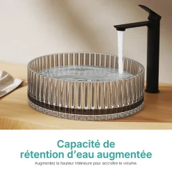 EMKE Lavabo en Verre Trempé Rond à Poser 400x400x120 mm, Vasque Salle de Bain, Gris Transparent* Vasque À Poser