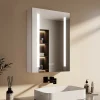 EMKE Meuble de Salle de Bain avec Miroir, Porte Soft-Close, LED Réglable, Prise USB, Anti-Buée, Charnière Gauche* Armoire De Toilette