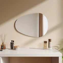 EMKE Miroir de Salle de Bain Asymétrique 45 x 60 cm, Miroir Ovale pour Salle de Bain, Miroir Mural irrégulier Miroir Décoratif
