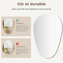 EMKE Miroir de Salle de Bain Asymétrique 60 x 80 cm, Miroir Ovale pour Salle de Bain, Miroir Mural irrégulier Miroir Décoratif