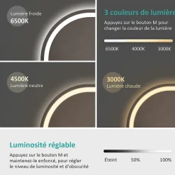 EMKE Miroir lumineux salle de bain ovale 80x60cm, Interrupteur Tactile, Anti-buée, LED éclairage Lumière Froide/Chaude/Neutre