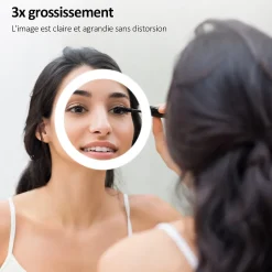 EMKE Miroir lumineux salle de bain 100x60cm,Miroir LED avec Interrupteur Tactile,3x Grossissement,éclairage Lumière Blanche Froide