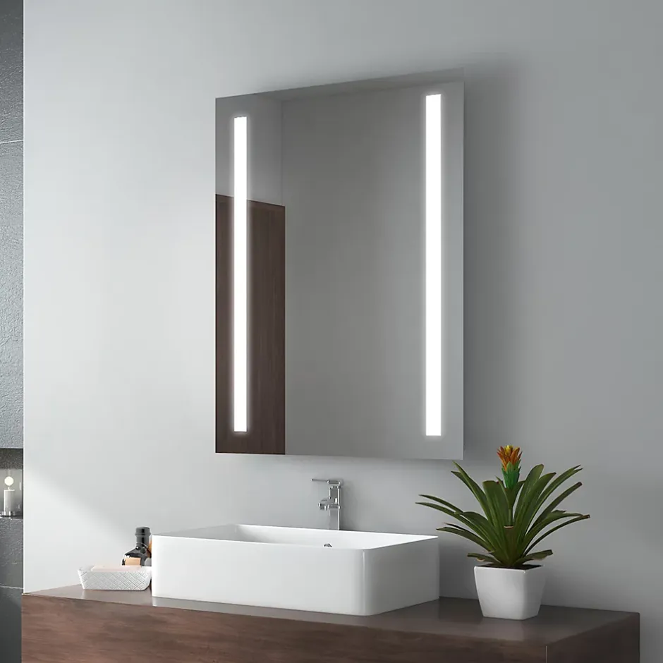 EMKE Miroir lumineux salle de bain 60x80cm, Miroir LED salle de bain, Miroir avec l'éclairage, Lumière blanche froide* Miroir Lumineux