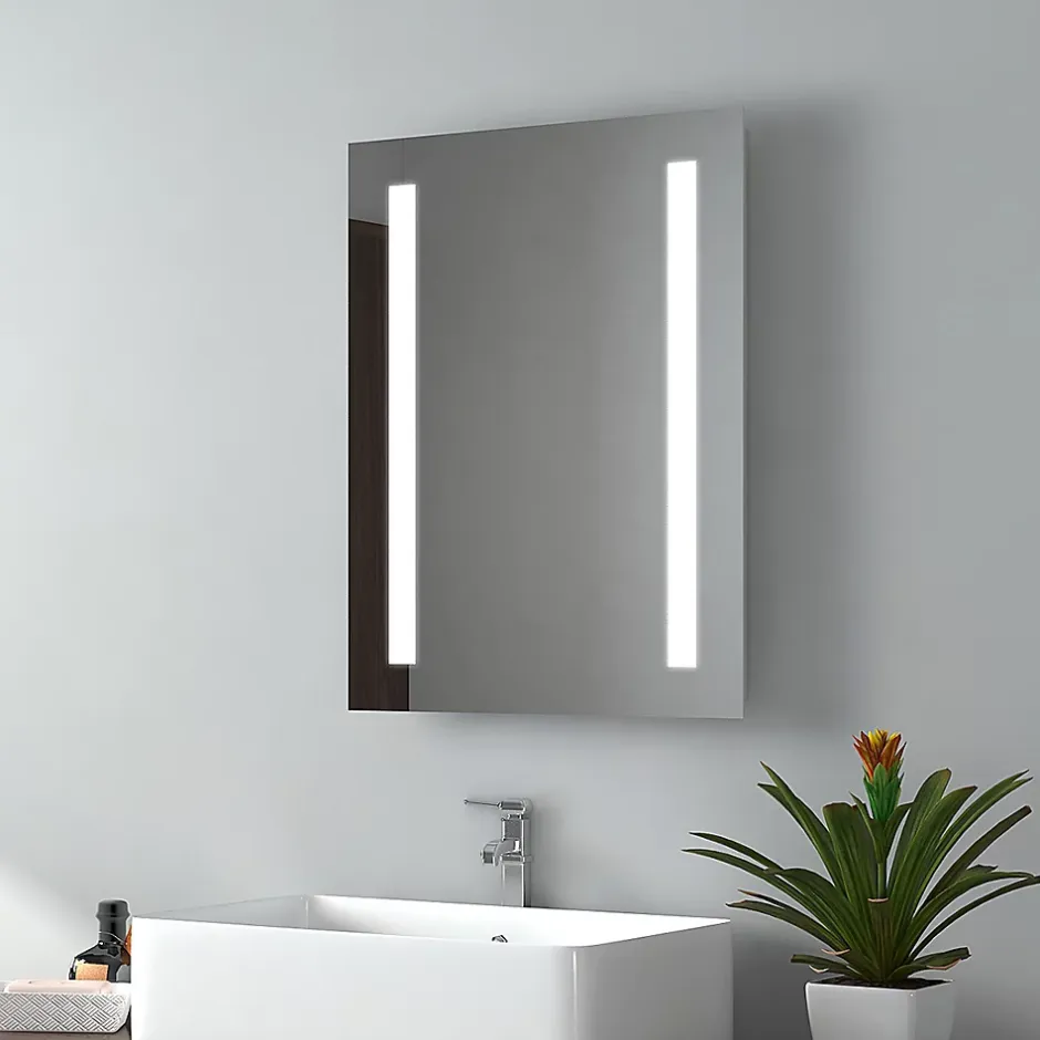 EMKE Miroir lumineux salle de bain 45x60cm, Miroir LED salle de bain, Miroir avec l'éclairage, Lumière blanche froide