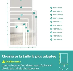 EMKE Miroir lumineux salle de bain 45x60cm, Miroir LED salle de bain, Miroir avec l'éclairage, Lumière blanche froide