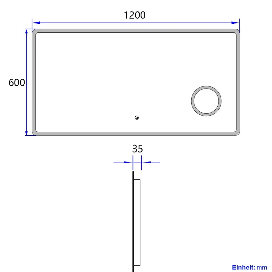 EMKE Miroir lumineux salle de bain 120x60cm, Miroir LED, Interrupteur Tactile, 3x Grossissement, éclairage Lumière Blanche Froide