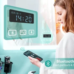 EMKE Miroir lumineux salle de bain 100x60cm,Interrupteur Tactile,Anti-buée,3x Grossissement,Bluetooth,3 couleurs de LED Lumières