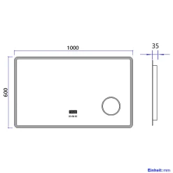EMKE Miroir lumineux salle de bain 100x60cm,Interrupteur Tactile,Anti-buée,3x Grossissement,Bluetooth,3 couleurs de LED Lumières