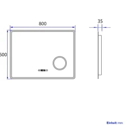EMKE Miroir lumineux salle de bain 80x60cm,Interrupteur Tactile, Anti-buée, 3x Grossissement, Horloge,LED Lumière Blanche Froide