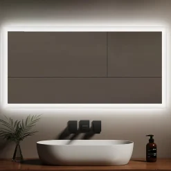 EMKE Miroir lumineux salle de bain 120x60cm, Miroir LED avec Interrupteur à bouton, Anti-buée, lumière Blanche Froide/Chaude* Miroir Lumineux