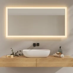 EMKE Miroir lumineux salle de bain 120x60cm, Miroir LED avec Interrupteur à bouton, Anti-buée, lumière Blanche Froide/Chaude* Miroir Lumineux