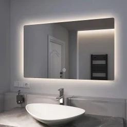 EMKE Miroir lumineux salle de bain Rétro-éclairage 100x60cm, avec Interrupteur Tactile, LED éclairage lumière Froide/Chaude/Neutre