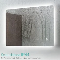 EMKE Miroir lumineux salle de bain Rétro-éclairage 100x60cm, avec Interrupteur Tactile, LED éclairage lumière Froide/Chaude/Neutre
