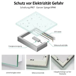 EMKE Miroir lumineux salle de bain Rétro-éclairage 100x60cm, avec Interrupteur Tactile, LED éclairage lumière Froide/Chaude/Neutre