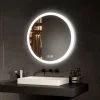 EMKE Miroir lumineux salle de bain rond diamètre 60cm, Miroir LED avec Interrupteur Tactile, Anti-buée, 3 couleurs de Lumières