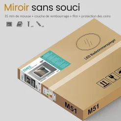 EMKE Miroir lumineux salle de bain rond diamètre 80cm, Miroir LED avec Interrupteur Tactile, Anti-buée, 3 couleurs de Lumières* Miroir Lumineux