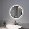 EMKE Miroir lumineux salle de bain rond 50cm, rétro-éclairage sans cadre, Interrupteur Tactile, Lumière Froide/Neutre/Chaude