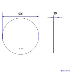 EMKE Miroir lumineux salle de bain rond 50cm, rétro-éclairage sans cadre, Interrupteur Tactile, Lumière Froide/Neutre/Chaude