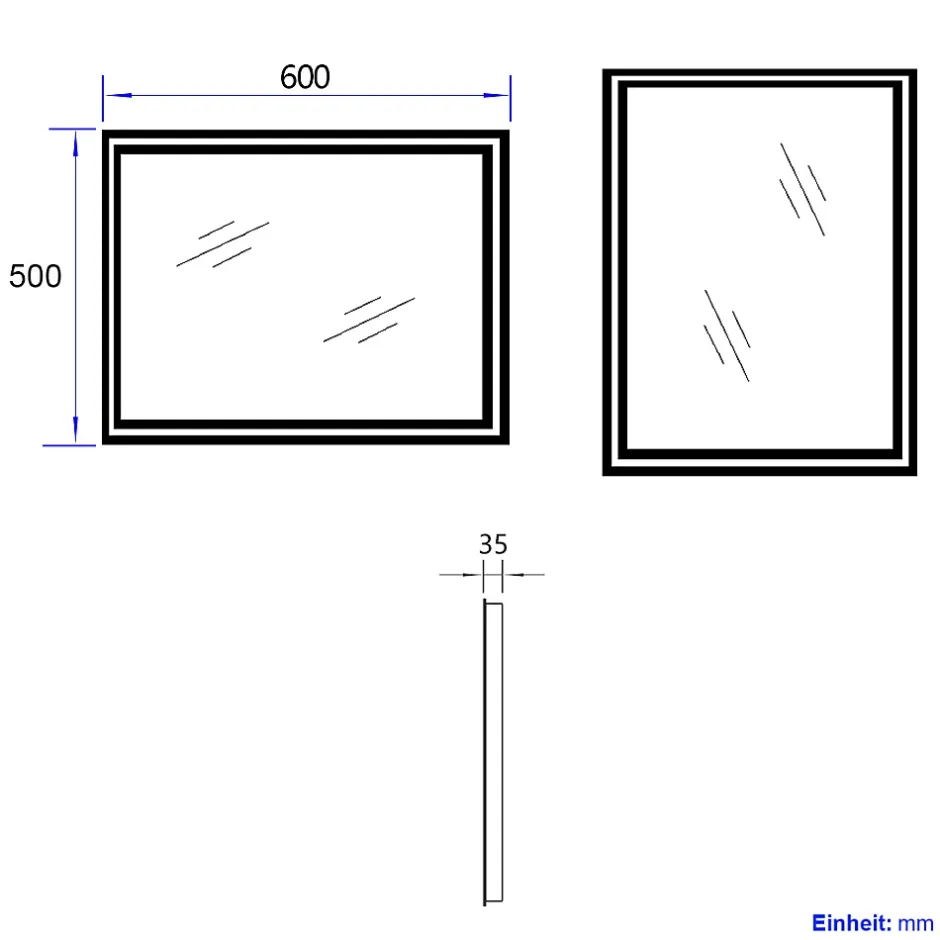 EMKE Miroir lumineux salle de bain 60x50cm,Miroir LED avec Interrupteur à bouton,Anti-buée,éclairage lumière Blanche Froide/Chaude