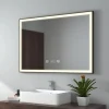 EMKE Miroir lumineux salle de bain 100x70cm,cadre noir,Interrupteur Tactile, Anti-buée, Horloge et Température, LED Lumière Neutre* Miroir Lumineux