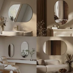 EMKE Miroir rond mural 40x70 cm, surface sans cuivre, anti-explosion, déco murale salle de bain, salon ou chambre* Miroir Simple
