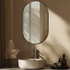 EMKE Miroir rond mural 60x100 cm, sans cuivre, résistant, pour salle de bain, entrée, salon ou chambre
