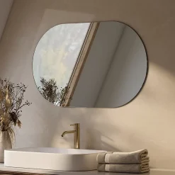 EMKE Miroir rond mural 60x100 cm, sans cuivre, résistant, pour salle de bain, entrée, salon ou chambre