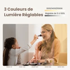 EMKE Miroir salle de bain avec éclairage, asymétrique, anti-buée, interrupteur tactile, 3 couleurs de lumière réglable, 65 x 45 cm