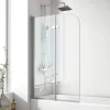EMKE Pare de baignoire en 6 mm verre securit Paroi de douche pliable pour baignoire Revêtement Nano facile à nettoyer 110 x 140 cm
