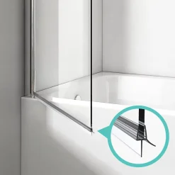 EMKE Pare de baignoire en 6 mm verre securit Paroi de douche pour baignoire 70 x 140 cm Revêtement Nano facile à nettoyer* Pare-Baignoire