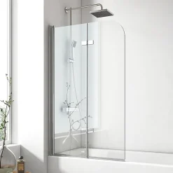 EMKE Pare de baignoire en 6 mm verre securit Paroi de douche pliable pour baignoire Revêtement Nano facile à nettoyer 100 x 140 cm