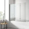 EMKE Pare de baignoire en 6 mm verre securit Paroi de douche pliable pour baignoire, 120x140cm,Revêtement Nano facile à nettoyer