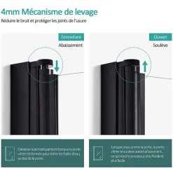 EMKE Pare-baignoire paroi de douche pour baignoire noir mat 2 parties pliable 100x140cm pare-baignoire 6mm NANO GLASS* Pare-Baignoire