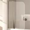 EMKE Paroi de douche pliable pour baignoire 100 x 140 cm, verre trempé 6 mm, cadre chromé