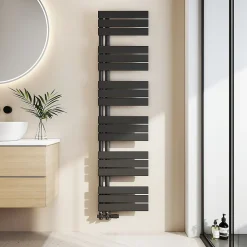 EMKE Radiateur Sèche-Serviettes à Eau Chaude Flat Panel - Noir Mat 160x40 cm - 684W