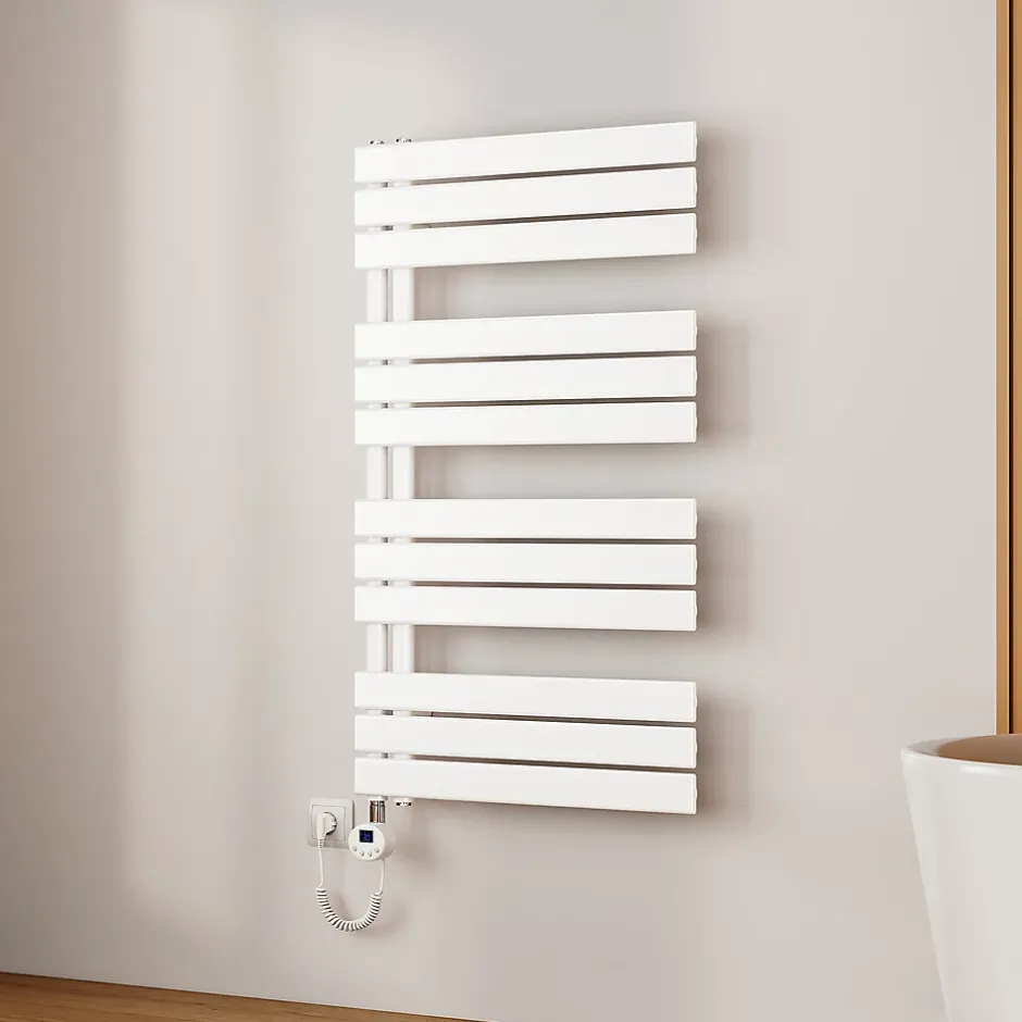 EMKE Radiateur Sèche-Serviettes Électrique 1041x600 mm, Blanc 600W, WiFi, Modes Intelligents, Détection Fenêtre