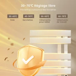 EMKE Radiateur sèche-serviettes électrique salle de bain avec thermostat, 100x50 cm, 350W, blanc brillant* Sèche-Serviettes Électrique