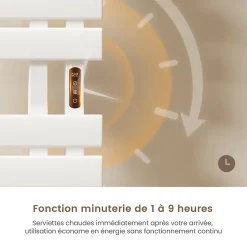 EMKE Radiateur sèche-serviettes électrique salle de bain avec thermostat, 100x50 cm, 350W, blanc brillant* Sèche-Serviettes Électrique