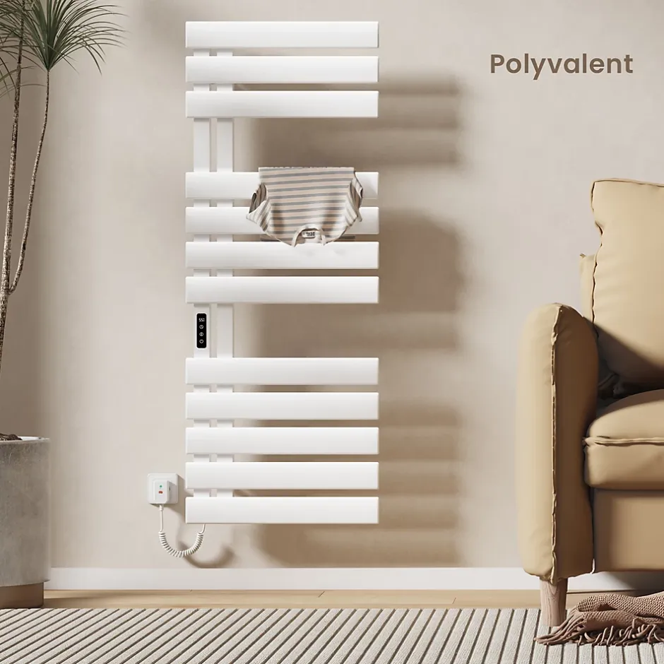 EMKE Radiateur sèche-serviettes électrique salle de bain avec thermostat, 130x50 cm, 450W, blanc brillant* Sèche-Serviettes Électrique
