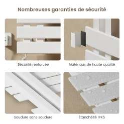 EMKE Radiateur sèche-serviettes électrique salle de bain avec thermostat, 130x50 cm, 450W, blanc brillant* Sèche-Serviettes Électrique