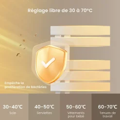 EMKE Radiateur sèche-serviettes électrique salle de bain avec thermostat, 130x50 cm, 450W, blanc brillant* Sèche-Serviettes Électrique