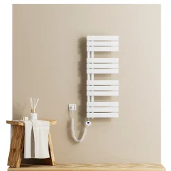 EMKE Radiateur Sèche-Serviettes Électrique 1041x400 mm, Blanc 400W, WiFi, Modes Intelligents, Détection Fenêtre* Sèche-Serviettes Électrique